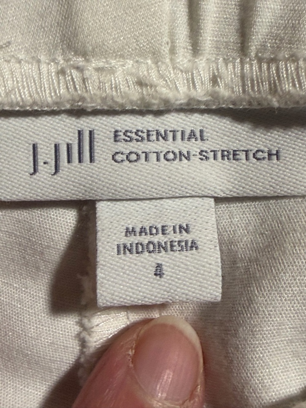J. Jill Essential Cotton Stretch white pants‎ pull on size 4 pockets - Picture 12 of 13
